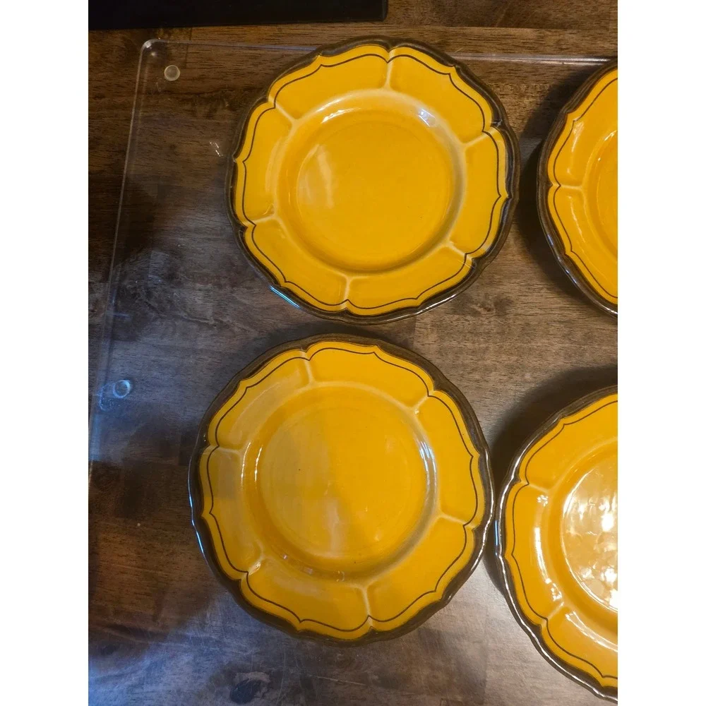 Metlox Poppy Trail Provincial Yellow Bread Plates Set of 7 California 871